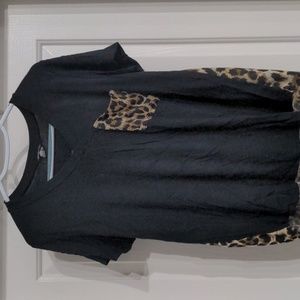 Women's Black & Leopard Blouse